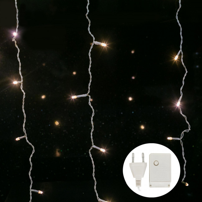 Гирлянда Гирлянда 144LED 220V, 8 режимов, 1,5х1,5м, занавес, тёплый белый