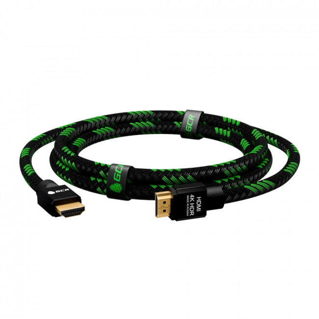 GCR Кабель 0.3m HDMI версия 2.0, HDR 4:2:2, Ultra HD, 4K 60 fps 60Hz/5K*30Hz, 3D, AUDIO, 18.0 Гбит/с, 28/28 AWG, OD7.8mm, тройной экран, BICOLOR нейлон, AL корпус зеленый, GCR-52288 Greenconnect HDMI (m) - HDMI (m) 0.3м — для бизнеса и офиса