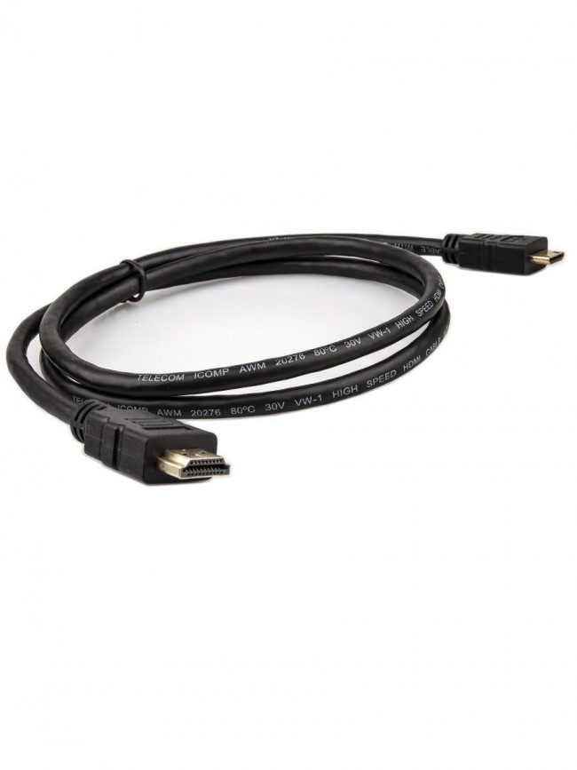 Кабель HDMI-19M --- MiniHDMI-19M ver 2.0+3D/Ethernet,1m Telecom <TCG205-1M> Telecom HDMI (m) - mini-HDMI (m) 1м