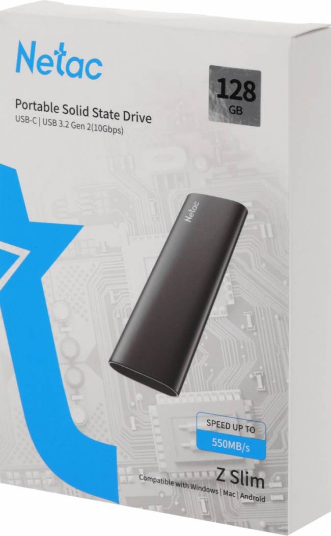Накопитель SSD Netac NT01ZSLIM-128G-32BK — для бизнеса и офиса