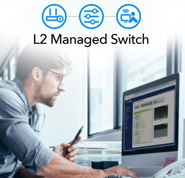 Коммутатор Cudy GS2028PS4-400W — для бизнеса и офиса Коммутатор Cudy GS2028PS4-400W — для бизнеса и офиса