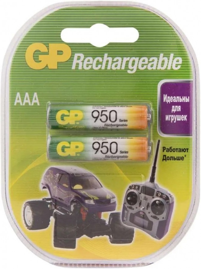 Перезаряжаемые аккумуляторы GP 95AAAHC AAA, емкость 950 мАч - 2 шт. в клемшеле GP 95AAAHC AAA (4891199069888)