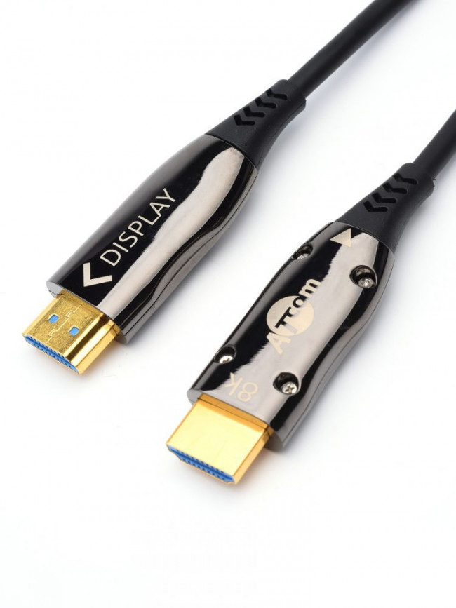 Кабель HDMI 15 м (HIGH speed, Metal gold,  Optical) 8K VER 2.1 ATcom HDMI (m) - HDMI (m) 15 м — для бизнеса и офиса