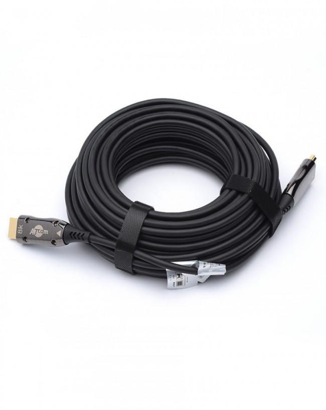 Кабель HDMI 15 м (HIGH speed, Metal gold,  Optical) 8K VER 2.1 ATcom HDMI (m) - HDMI (m) 15 м — для бизнеса и офиса