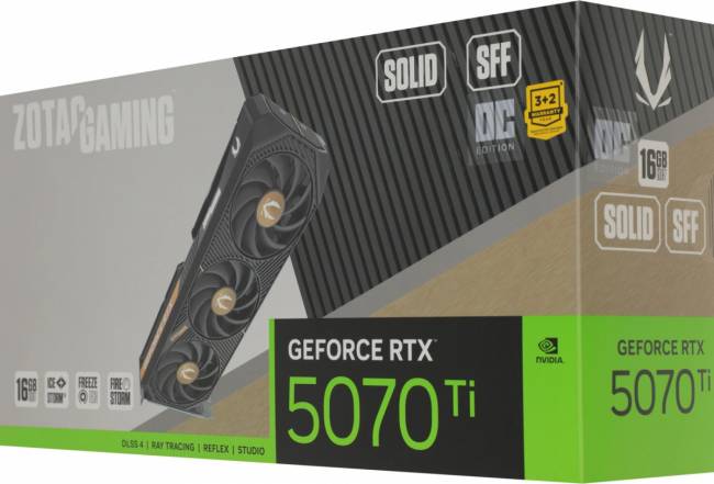 Видеокарта Zotac GAMING GeForce RTX 5070 Ti SOLID SFF OC (ZT-B50710J3-10P) — для бизнеса и офиса