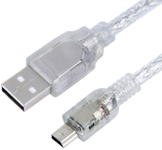 Greenconnect Кабель PROF 1.5m USB 2.0, AM/mini 5P, прозрачный, 28/24 AWG, экран, армированный, морозостойкий, GCR-UM1M5P-BD2S-1.5m Greenconnect USB 2.0 Type-AM - miniUSB 1.5м — для бизнеса и офиса