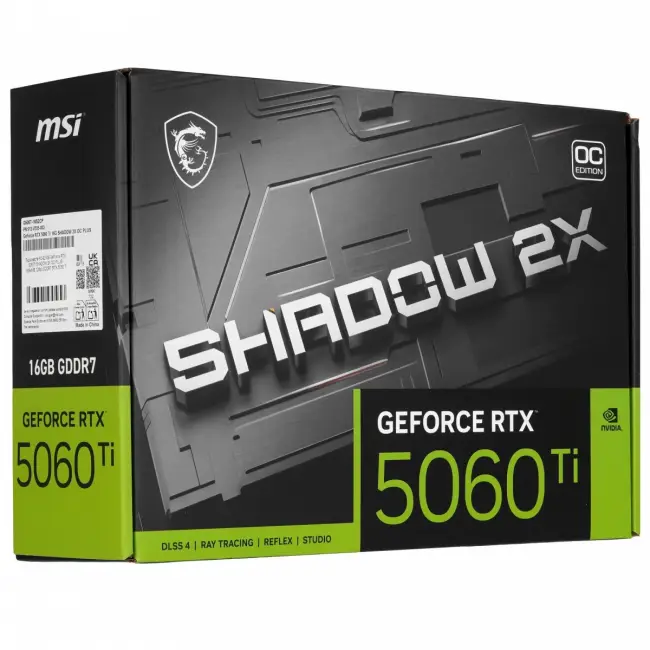 Видеокарта MSI GeForce RTX 5060 Ti 16G SHADOW 2X OC PLUS — для бизнеса и офиса Видеокарта MSI GeForce RTX 5060 Ti 16G SHADOW 2X OC PLUS — для бизнеса и офиса