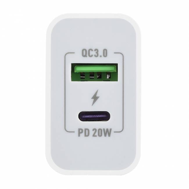 Сетевое З/У Сетевое З/У GoPower GPQC08 1USB+1Type-C 20W QC3.0 белый — для бизнеса и офиса