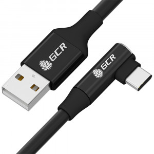 GCR Кабель PREMIUM 0.7m TypeC угловой, черный, AL case черный, 28/24 AWG Кабель Greenconnect 0.7 м (GCR-53435)
