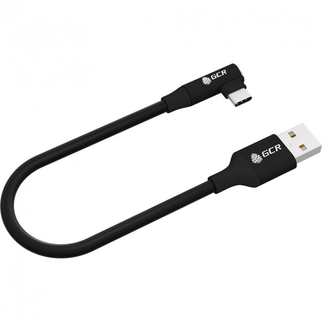GCR Кабель PREMIUM 0.7m TypeC угловой, черный, AL case черный, 28/24 AWG Кабель Greenconnect 0.7 м (GCR-53435) — для бизнеса и офиса