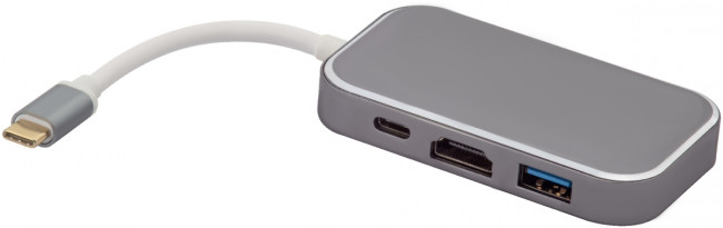 Greenconnect Адаптер-переходник Type C на HDMI+ USB3.0-разветвитель на 3 пота Greenconnect GCR-CHC3USB — для бизнеса и офиса