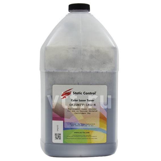 Тонер Static Control Универсальный для Oki C3300N/5500, Bk, 1 кг, флакон — для бизнеса и офиса