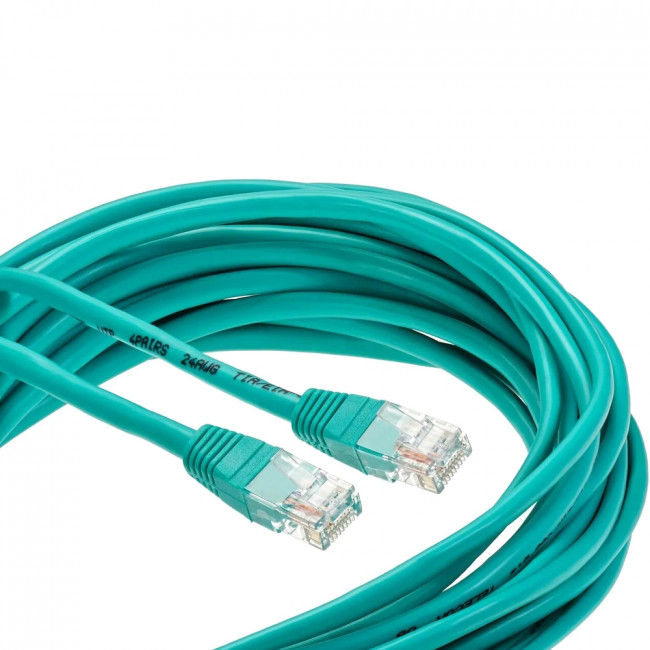 Патчкорд литой "Telecom" UTP кат.5е 10,0м зеленый VCOM NA102-G-10M — для бизнеса и офиса