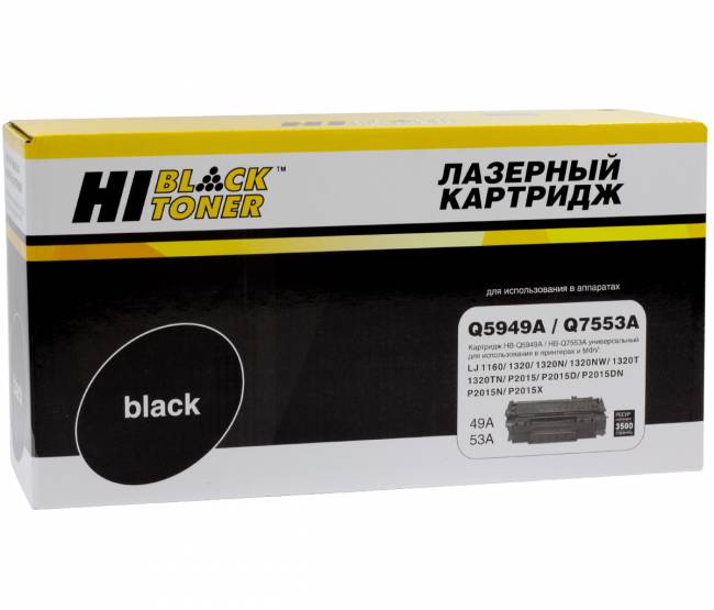 Картридж Hi-Black (HB-Q5949A/Q7553A) для HP LJ 1160/1320/P2015/ Canon 715, Универс, 3,5K — для бизнеса и офиса