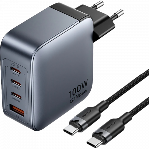 Набор Vention з/у на 4 порта GaN 100W USB (C+C+C+A) и кабель USB-C 5А Серый Vention TZ-FETH0-EU