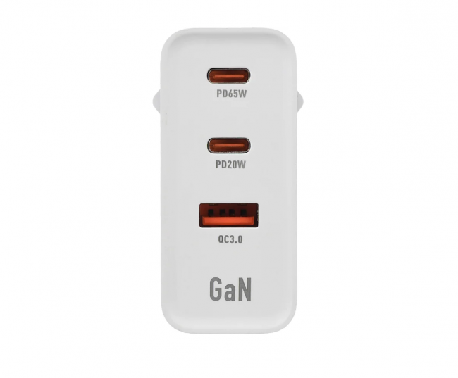 Сетевое З/У Сетевое З/У GoPower GPQC10 1USB+2Type-C 65W QC3.0 GAN белый — для бизнеса и офиса