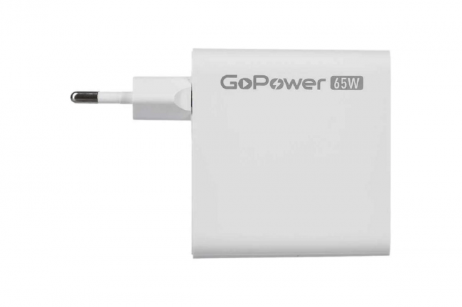 Сетевое З/У Сетевое З/У GoPower GPQC10 1USB+2Type-C 65W QC3.0 GAN белый — для бизнеса и офиса