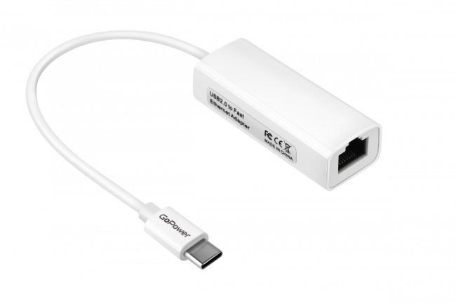Адаптер GoPower Type-C (m)-RJ-45 (f) 100 мб/с белый (1/100) GoPower 00-00029633 — для бизнеса и офиса