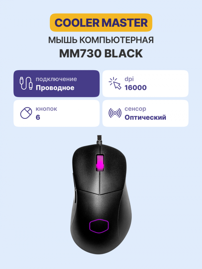 Манипулятор типа мышь Cooler Master MM730 Black (MM-730-KKOL1) — для бизнеса и офиса
