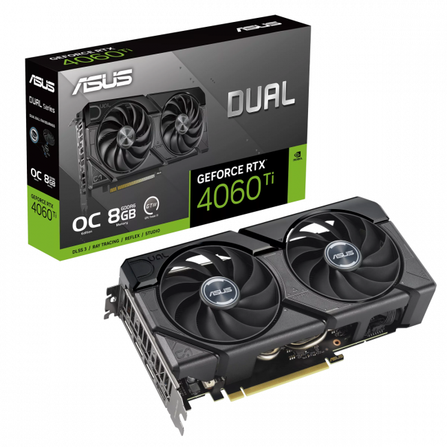 Видеокарта ASUS DUAL-RTX4060TI-O8G-EVO 90YV0J49-M0NA00 — для бизнеса и офиса Видеокарта ASUS DUAL-RTX4060TI-O8G-EVO 90YV0J49-M0NA00 — для бизнеса и офиса