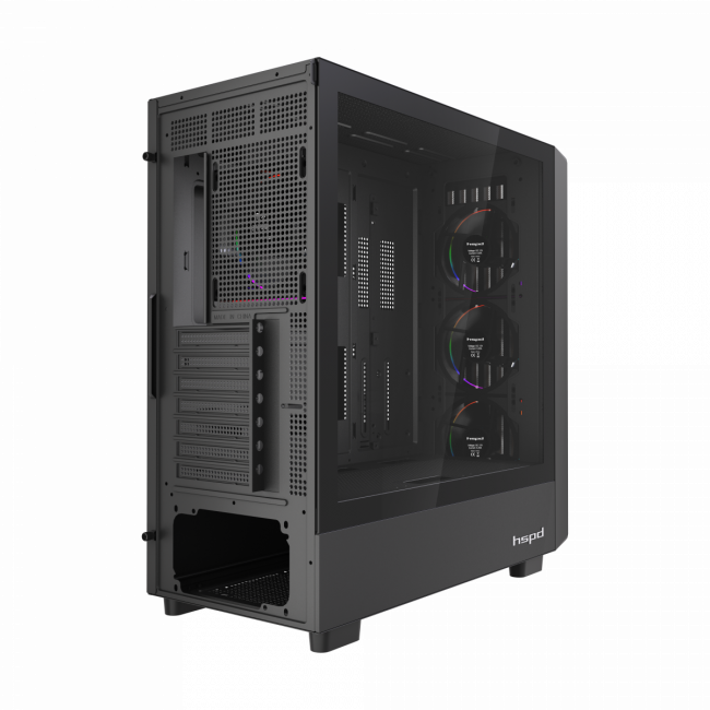 Корпус без блока питания HSPD F760-TGBK-ARGB — для бизнеса и офиса