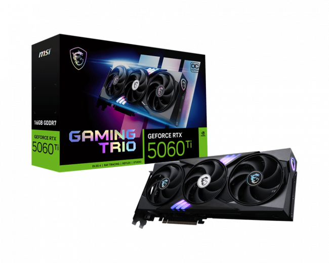 Видеокарта MSI GeForce RTX 5060 Ti 16G GAMING TRIO OC — для бизнеса и офиса