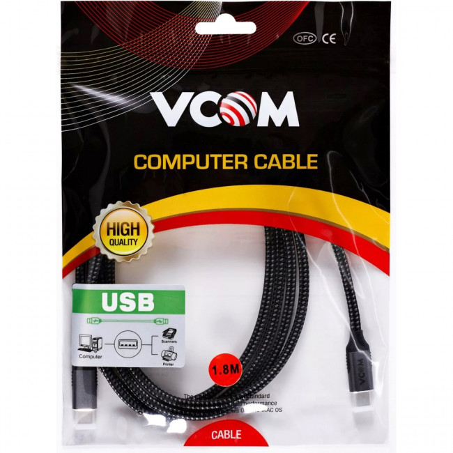 Кабель USB3.2 Gen2X2, CM->CM, 20Gbs, 100WT, 4KX60Hz, All shell, 1.8m  VCOM <CU420M-1.8M> Кабель VCOM USB 3.1 Type-C M/USB 3.1 Type-C M (CU420M-1.8M)