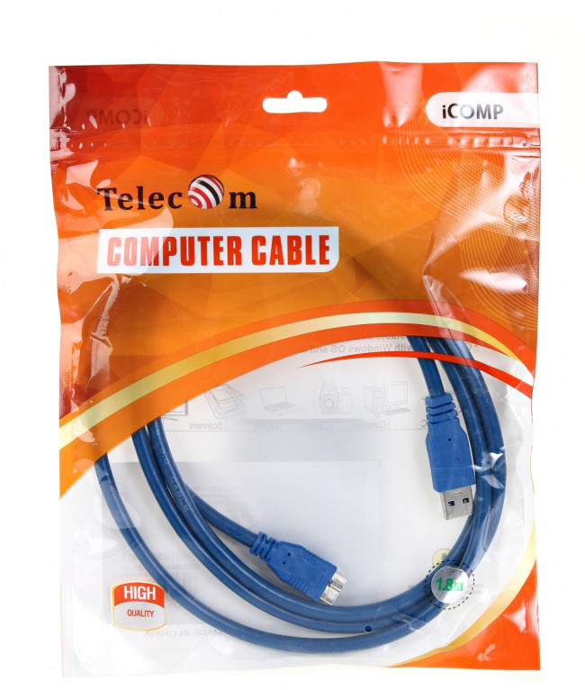 Кабель соединительный USB3.0 Am-MicroBm 1.8m Telecom (TUS717-1.8M) Telecom USB 3.2 Gen 1 Type-A - microUSB B 1.8м