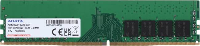 Память DDR4 16Gb 3200MHz ADATA AD4U320016G22-SGN — для бизнеса и офиса Память DDR4 16Gb 3200MHz ADATA AD4U320016G22-SGN — для бизнеса и офиса