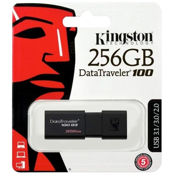 Флеш-накопитель Kingston 256GB DataTraveler 100 G3 (DT100G3/256GB) — для бизнеса и офиса