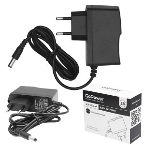 Блок питания GoPower 1.0A 12V 5,5x2,5/12мм импульсный (1/100) Блок питания GoPower 00-00018643 Блок питания GoPower 1.0A 12V 5,5x2,5/12мм импульсный (1/100) Блок питания GoPower 00-00018643