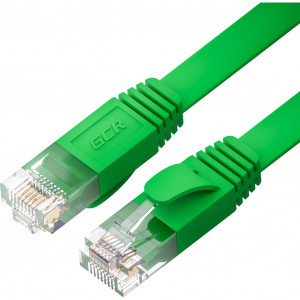 GCR Патч-корд PROF плоский прямой 7.5m, UTP медь кат.6, зеленый, 30 AWG, ethernet high speed 10 Гбит/с, RJ45, T568B, GCR-52844 Greenconnect GCR-52844
