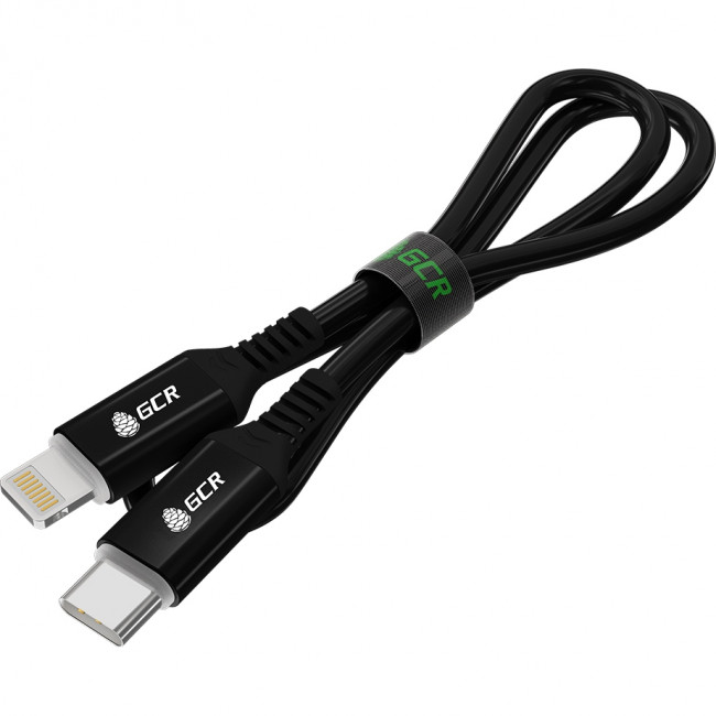 GCR Кабель PREMIUM 1.0m TypeC/Lightning MFI POWER DELIVERY 18 W, быстрая зарядка, черный силикон, AL case черный, черный ПВХ, GCR-53535 Кабель Greenconnect 1 м (GCR-53535)