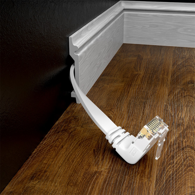 GCR Патч-корд PROF плоский 1.0m, UTP медь кат.6, белый, нижний угол, ethernet high speed 10 Гбит/с, RJ45, T568B Greenconnect GCR-54614 UTP кат.6, 1 м