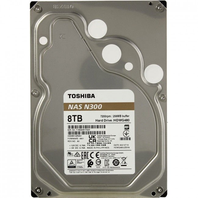 Жесткий диск Toshiba N300 NAS 8TB (HDWG480UZSVA) — для бизнеса и офиса