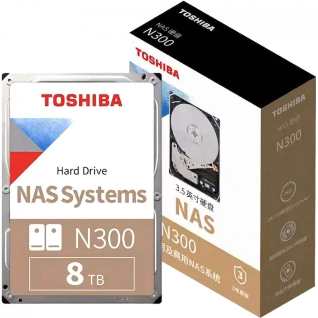 Жесткий диск Toshiba N300 NAS 8TB (HDWG480UZSVA) — для бизнеса и офиса