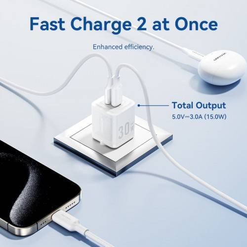 Набор для зарядки Vention з/у GaN 30W 2 порта USB (C + A) и кабель USB-C 3А Чёрный, шт. Vention TZ-FEQB0-EU-01 — для бизнеса и офиса