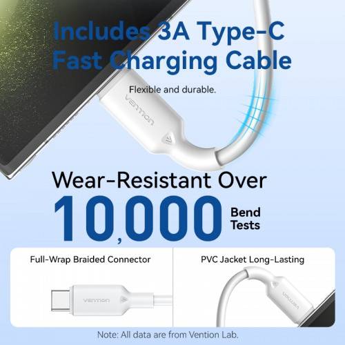 Набор для зарядки Vention з/у GaN 30W 2 порта USB (C + A) и кабель USB-C 3А Чёрный, шт. Vention TZ-FEQB0-EU-01 — для бизнеса и офиса
