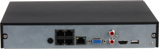 4-канальный IP-видеорегистратор с PoE 4K и H.265+ Входящий поток до 80Мбит/с; сжатие: H.265+ H.265 H.264+ H.264 MJPEG; разрешение записи до 12Мп; накопители: 1 SATA III до 8Тбайт; воспроизведение: 4кн@1080p 1кн@8Мп; видеовыходы: 1 HDMI 1 VGA; cеть: 1 RJ45