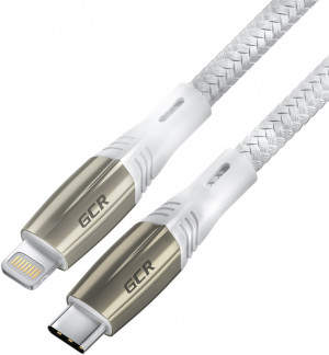 GCR Кабель 1.0m TypeC/Lightning MFI POWER DELIVERY 18 W, быстрая зарядка, белый нейлон, корпус relief, белый ПВХ, GCR-52633 Greenconnect USB 2.0 Type-C (m) - Lightning (m) 1м
