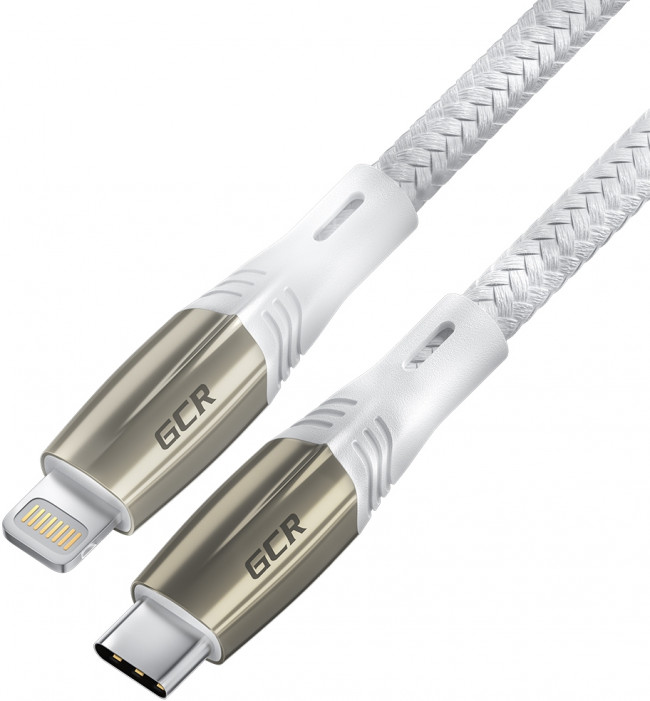 GCR Кабель 1.0m TypeC/Lightning MFI POWER DELIVERY 18 W, быстрая зарядка, белый нейлон, корпус relief, белый ПВХ, GCR-52633 Greenconnect USB 2.0 Type-C (m) - Lightning (m) 1м — для бизнеса и офиса