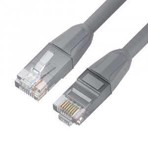 GCR Патч-корд прямой 0.3m LSZH UTP кат.6, серый, 24 AWG, литой без фиксатора, ethernet high speed, RJ45, T568B, GCR-53081 Greenconnect GCR-53081