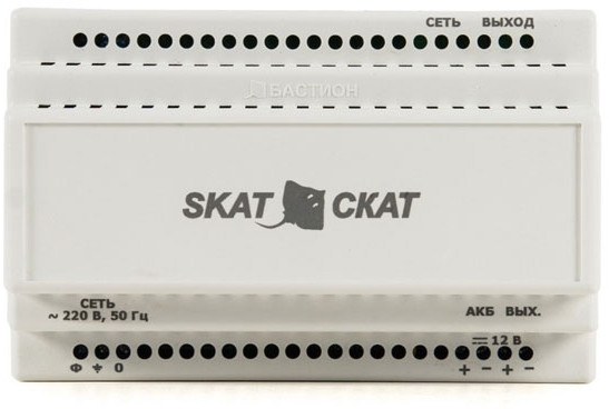 586 SKAT-12-6,0 DIN источник питания 12В 6А пластиковый корпус под DIN рейку 35 мм Бастион SKAT-12-6.0-DIN