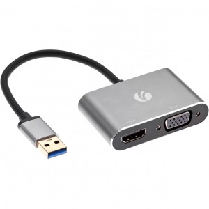 Кабель-переходник USB 3.0 (Am) --> HDMI(f)+VGA(f), Aluminum Shell, VCOM <CU322M> Кабель-переходник VCOM USB 3.0 AM/HDMI F+VGA F (CU322M)
