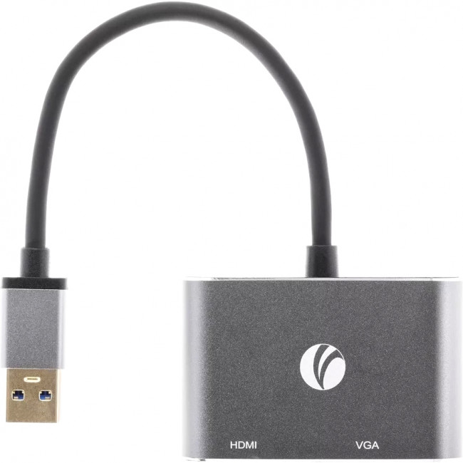 Кабель-переходник USB 3.0 (Am) --> HDMI(f)+VGA(f), Aluminum Shell, VCOM <CU322M> Кабель-переходник VCOM USB 3.0 AM/HDMI F+VGA F (CU322M)