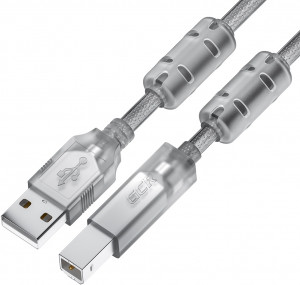 GCR Кабель PROF 3.0m USB 2.0, AM/BM, прозрачный, ферритовые кольца, 28/24 AWG, экран, армированный, морозостойкий, GCR-52424 Greenconnect USB 2.0 Type-AM - USB 2.0 Type-BM 3м
