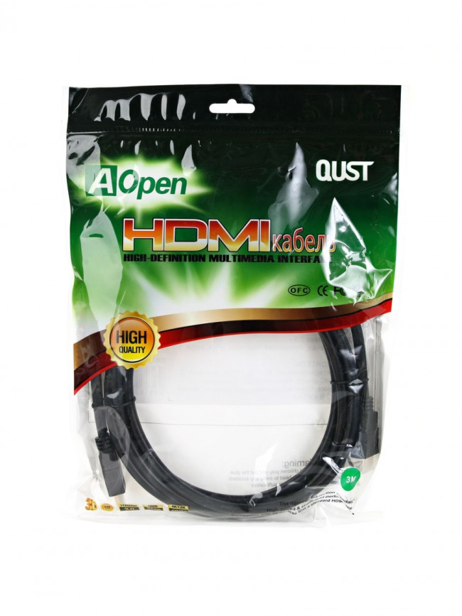 Кабель HDMI 19M/M ver 2.0, 3М, 2 фильтра  Aopen <ACG711D-3M> AOpen HDMI (m) - HDMI (m) 3м