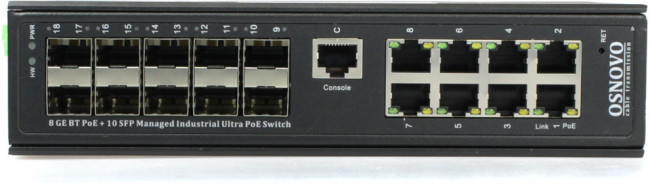 Коммутатор OSNOVO SW-808010/ILS(port 90W 720W) — для бизнеса и офиса