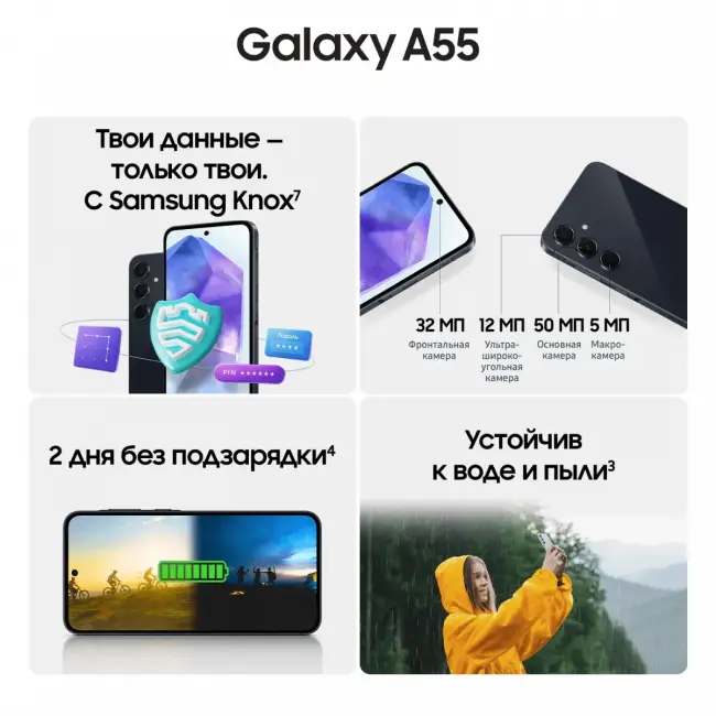 Смартфон Samsung SM-A556EZKCCAU — для бизнеса и офиса Смартфон Samsung SM-A556EZKCCAU — для бизнеса и офиса
