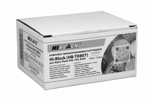 Комплект перезаправляемых картриджей (T0801-T0806) для Epson Stylus Photo P50/T59/R265, 6 цв П/У — для бизнеса и офиса